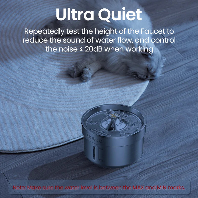 ROJECO Stainless Steel Cat Water Fountain — Quiet & Filtered